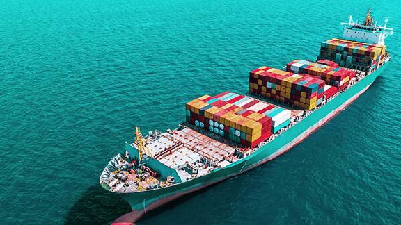 Ship with goods in sea