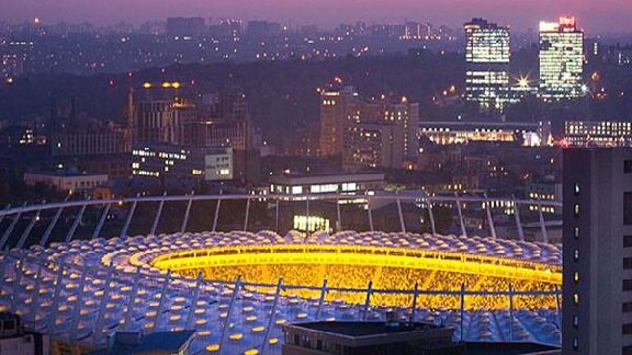 Night view of a stadium