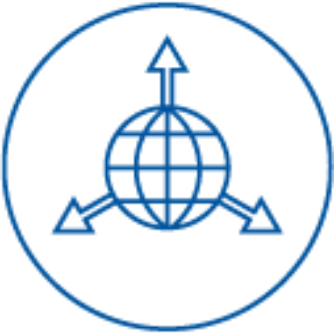 Globe with 3 arrows icon