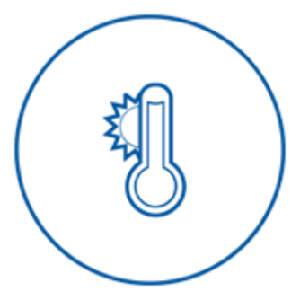 Icon indicating high temperature with thermometer and sun