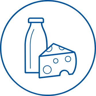 Icon of milk bottle and cheese